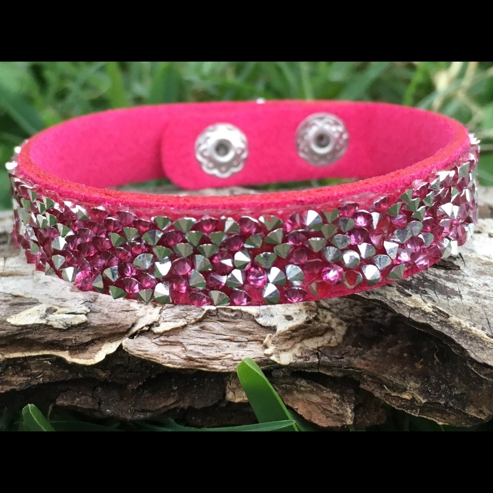 Pink Crystals in Silicone Wrap Bracelet